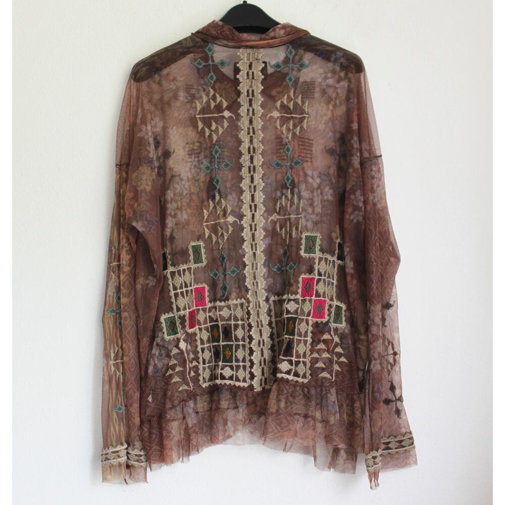JOHNNY WAS Biya Daman Melbina Mesh Blouse, New, Size XL - Picture 3 of 5